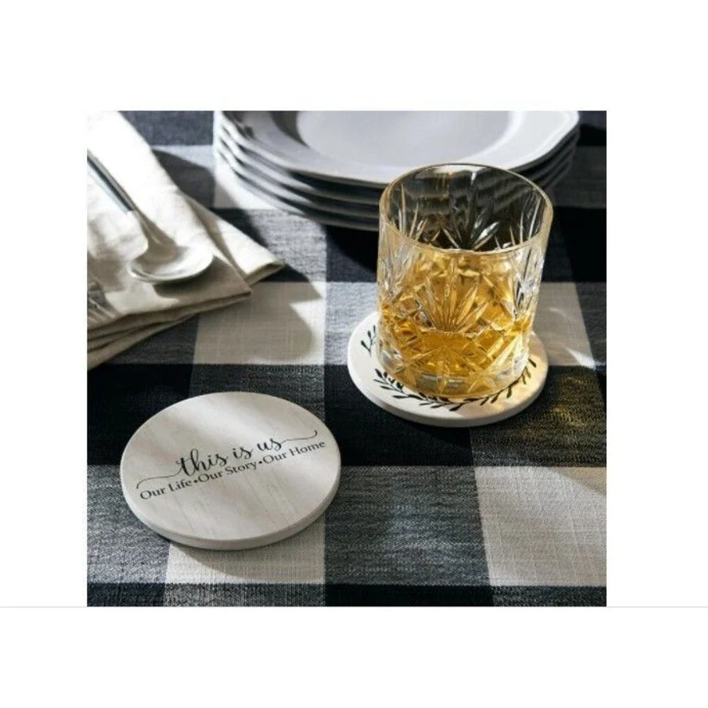 6-Pack Absorbent Drink Coasters with Holder Coasters for Drinks Coaster Set